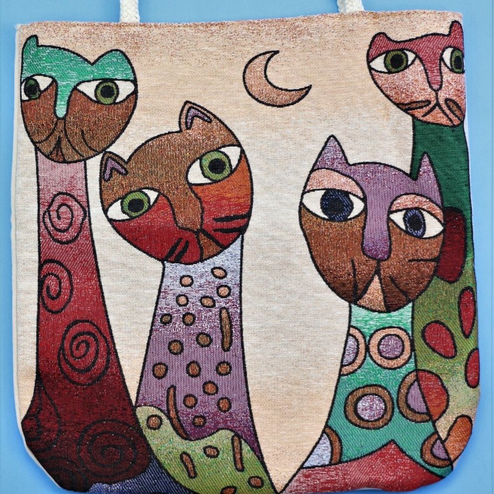 Tapestry Bag Tote Cats Shopping Beach Gym Shoulder 16"x 15" Unique Design New